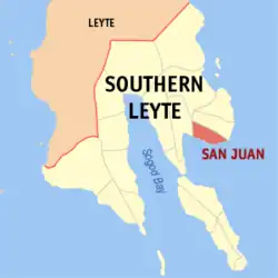 Map of Southern Leyte with San Juan highlighted