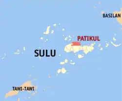 Map of Sulu with Patikul highlighted