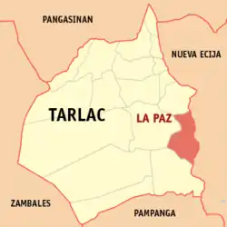 Map of Tarlac with La Paz highlighted