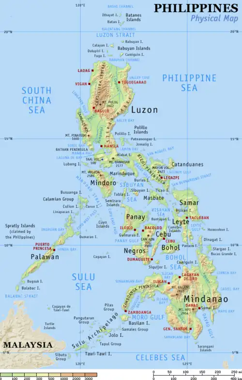 Physical map of the Philippines