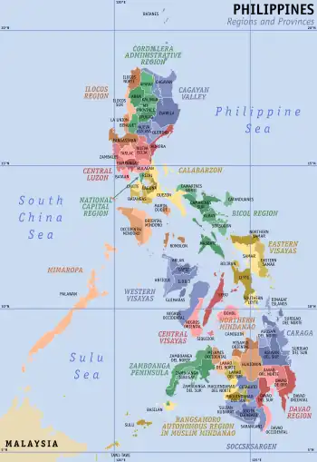 Image 7A map of the Philippines showing the location of all the regions and provinces