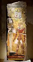 Pharaoh Seti I before Osiris, wall painting from KV17, Hall J, Pillar B, side a. Neues Museum