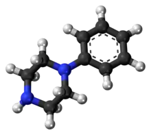 Ball-and-stick model of the phenylpiperazine molecule