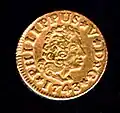 Half escudo gold coin of Philip V, 1743