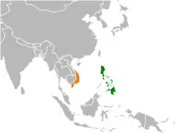 Map indicating locations of Philippines and South Vietnam