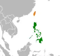 Map indicating locations of Philippines and Taiwan