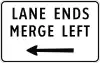 Lane ends, merge left