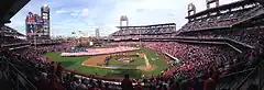 Photograph of the interior of Citizens Bank Park showing the field and seatring