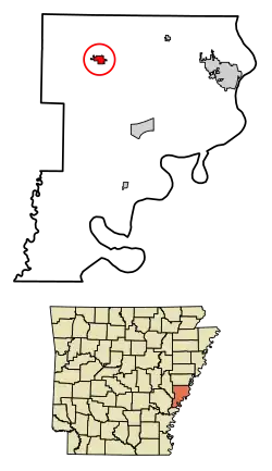Location of Marvell in Phillips County, Arkansas.