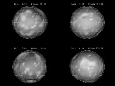 3D map showing Phoebe's once spherical shape