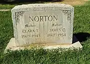 Grave-site of Dr. James Collier Norton (1867–1954) and his wife Clara Tufts Norton (1869–1943).
