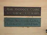 Crypt of Jean Maddock Clark (1909–1992) and Ethel Maddock Clark (1881–1959).