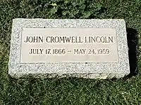 Grave-site of John Cromwell Lincoln (1866–1959).