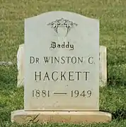 Grave-site of Winston C. Hackett (1881–1949).