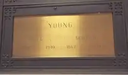 Crypt containing the cremated remains of George Ulysses Young (1867–1926) and his wife Mary E. Young (1884–1940).