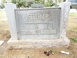 Grave-site of Robert “Bob” Lee Stump (1927–2003) and Nancy Stump (1938–?).
