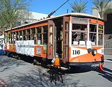 Phoenix Streetcar #116 as displayed during the grand opening of Valley Metro Rail on December 27, 2008.
