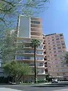 Front view of the Phoenix Towers. The towers were built in 1957 and are located at 2201 N. Central Ave. Phoenix Towers was built as a resident-owned cooperative community, Phoenix Towers is now considered an outstanding example of mid-century architecture and was listed in the National Register of Historic Places on  January 2, 2008, reference #07001334.