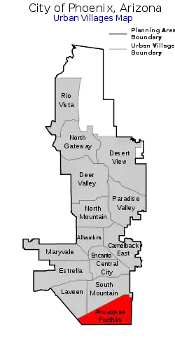 Location of Ahwatukee Foothills highlighted in red.