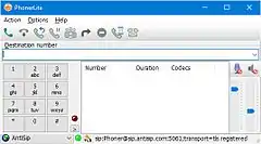 Screenshot of PhonerLite application