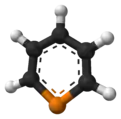 Aromatic ball and stick model of phosphorine