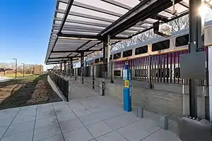 End view of a high-level railway platform