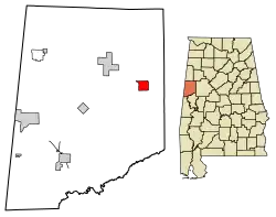 Location of Gordo in Pickens County, Alabama