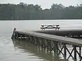 A table on the dock awaits picnickers at Lake Providence, Louisiana, 2013.