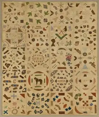 American. Pictorial Quilt, ca. 1840. Cotton, cotton thread. Brooklyn Museum