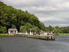 Pooley Bridge Pier, with River Eamont outfall to right