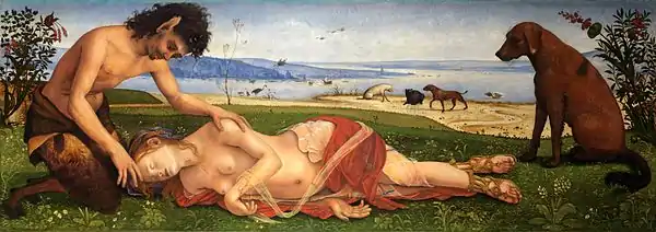 A Satyr mourning over a Nymph by Piero di Cosimo, circa 1495