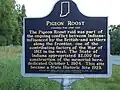 Historical marker for the Pigeon Roost settlement on IN state Hwy 31.