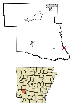 Location of Antoine in Pike County, Arkansas.