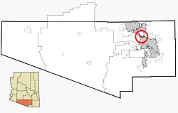 Location in Pima County and the state of Arizona