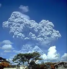 The eruption column of Mount Pinatubo on June 12, 1991, three days before the climactic eruption.