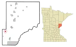 Location of the city of Brook Parkwithin Pine County, Minnesota