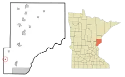 Location of the city of Henriettewithin Pine County, Minnesota