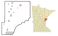 Location of the city of Kerrickwithin Pine County, Minnesota