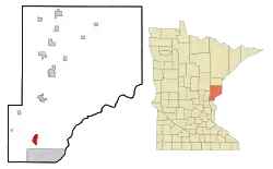 Location of Pine Citywithin Pine County, Minnesota