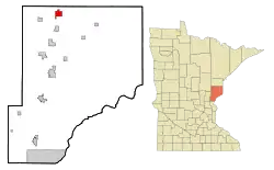 Location of the city of Sturgeon Lakewithin Pine County, Minnesota