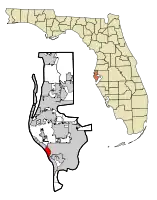 Location in Pinellas County and the state of Florida