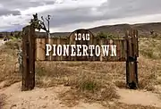 Sign at the entrance to the town on Pioneertown Road