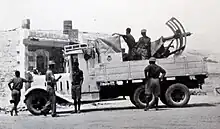 "Pip", a truck-mounted QF 2-pounder naval gun, during operations against the Arab Revolt in Palestine, 1936.