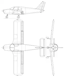 3-view line drawing of the Piper Cherokee