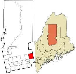 Location in Piscataquis County and the state of Maine.