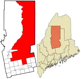 Location in Piscataquis County and the state of Maine.