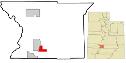 Location in Piute County and the state of Utah.