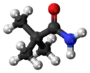 Ball-and-stick model of the pivalamide molecule