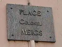 Place Colonel Meigs is located in Rohrbach, France near where Lt. Col. Montgomery C. Meigs died while commanding the 23rd Tank Bn, 12th Armored Div.