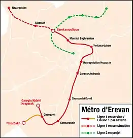 Map of Yerevan Metro